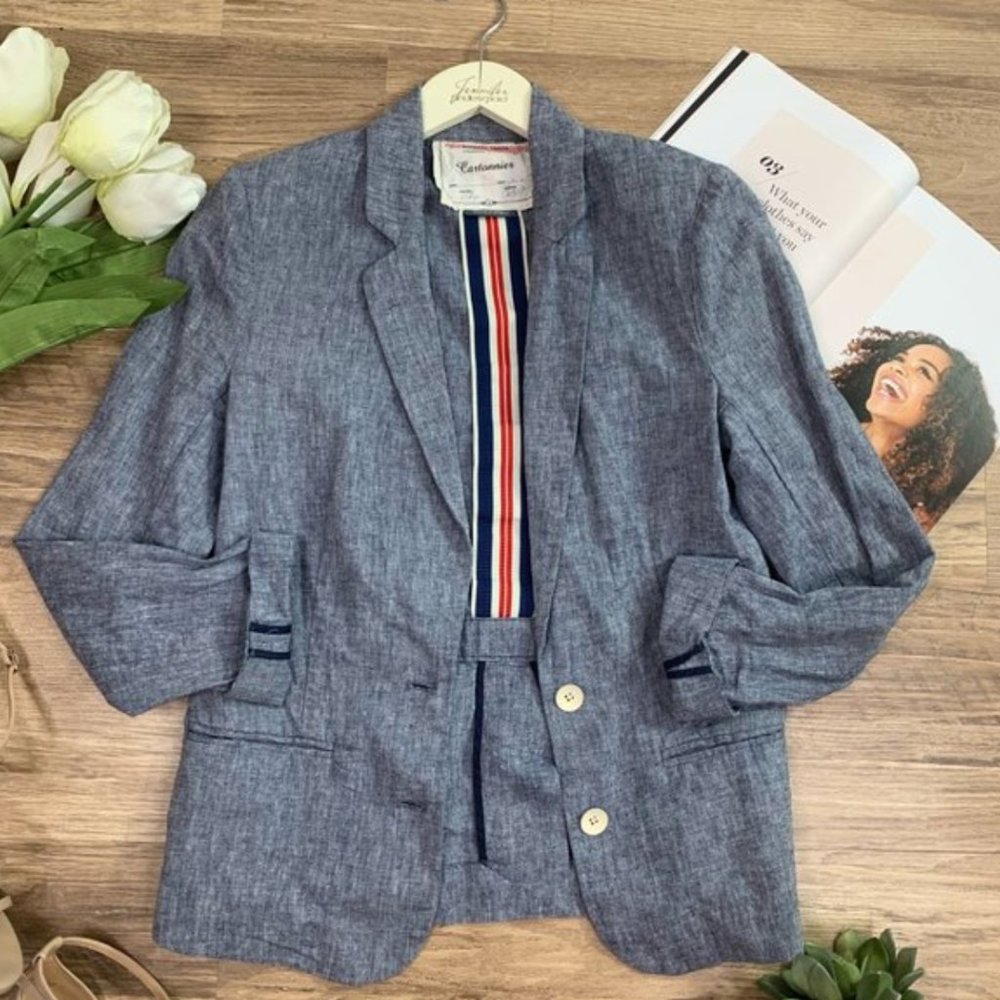 Cartonnier Anthropologie Textured Chambray Blazer
